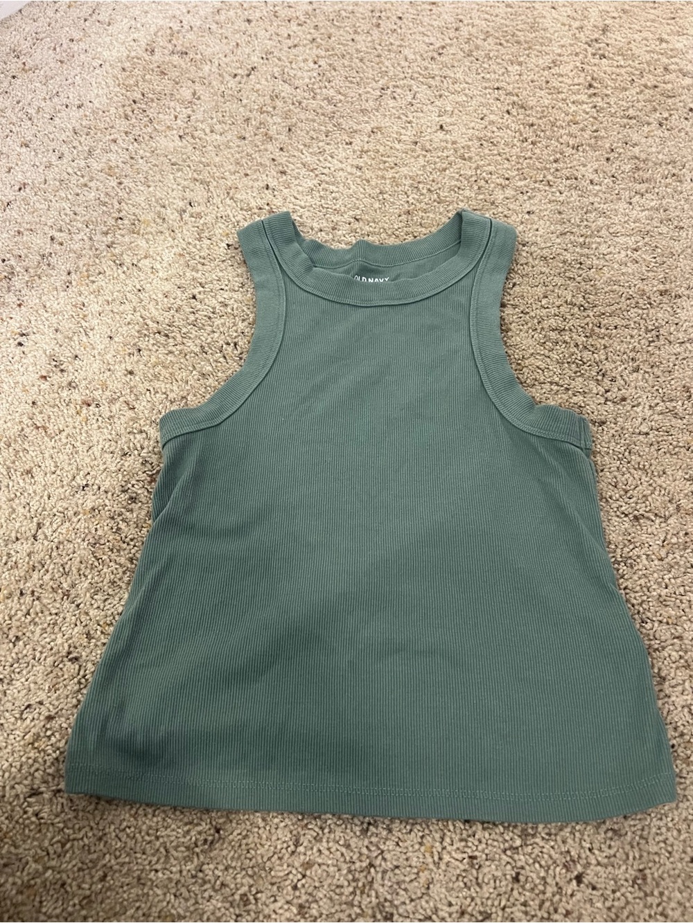 Old Navy Women Green Ribbed Tank Top